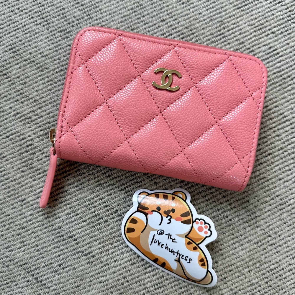 💗NIB CHANEL Compact Zippy Wallet Pink Caviar Card Coin Wallet Purse 25C💗